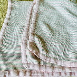 Striped Pink and Gray Knit Baby Blanket